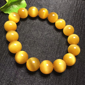黄虎眼石手链 12mm (tigers eye) 金虎眼石手串 木变石 天然水晶