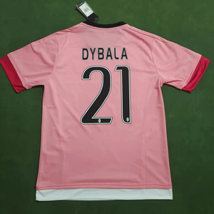15-16尤文球衣客场粉色迪巴拉博格巴c罗纳尔多尤文图斯长短袖复古