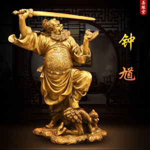 道教天师钟馗捉鬼神像钟魁佛像铜像辟邪镇宅化煞居家供奉纯铜摆件