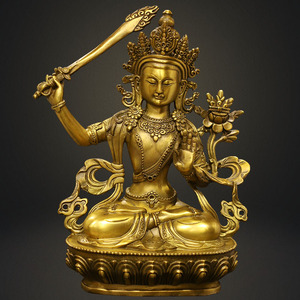 善缘堂密宗持剑文殊师利菩萨纯铜佛像尼泊尔藏传佛教家用供奉摆件