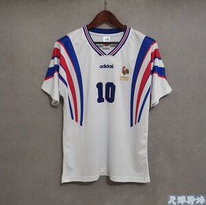 adidas/阿迪达斯1996法国国家队复古球衣10号齐达内短袖足球队服