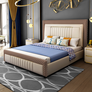 轻奢床现代简约高档 双人真皮床主卧2020年新款ins网红港式结婚床