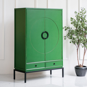 gz060 新中式绿色餐边柜衣柜实木客厅餐厅玄关储物柜衣橱装饰柜