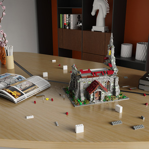 成人玩具moc76008积木中世纪大教堂 兼容乐高拼搭积木