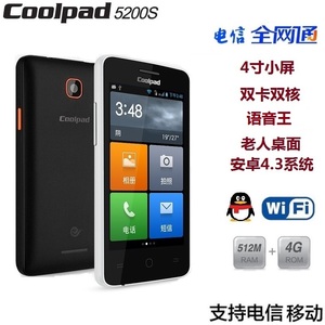 Coolpad/酷派 5200S电信3G老人语音王手机老年桌面4寸屏智能机4G