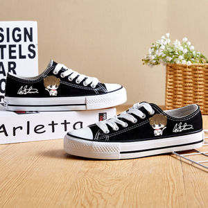 新款王俊凯签名周边同款帆布鞋小白鞋低邦系带女学生鞋平底运动鞋