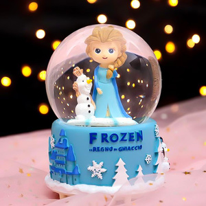 冰雪奇缘艾莎爱莎公主梦幻水晶球八音盒带雪花生日礼物送女生女孩