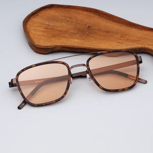 扫黑风暴李成阳同款浅茶色眼镜框纯钛近视框架平光变色镜轻