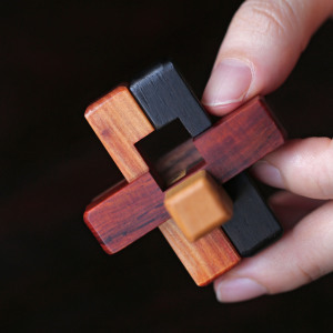 多宝红木鲁班锁六根锁六种红木制成文玩木雕收藏品送礼