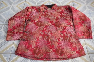 七八十年代女式锦缎盘扣大襟便服棉袄 影视道具服装 8新6956