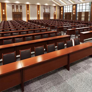 大型会议室实木皮烤漆会议桌椅组合双人条形桌培训桌长条桌办公桌