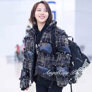 mir ssi林允张嘉倪明星同款羽绒服外套韩版小香风短款拼接上衣潮