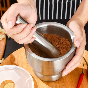 捣辣椒面神器304不锈钢捣碎器家用研磨捣药罐手动蒜泥器蒜臼子钵