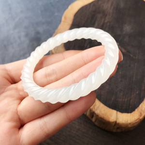 家有仙妻中何莉莉同款白玉手镯玉环天然白玉麻花玉镯玉环时来运转0人