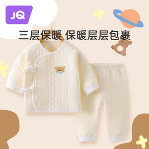 新生婴儿保暖内衣衣服秋冬季套装宝宝冬装加厚夹棉分体纯棉秋冬款