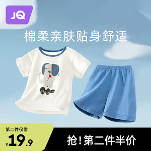 婧麒宝宝短袖套装夏季薄款卡通新生婴儿纯棉男女儿童夏季短裤衣服
