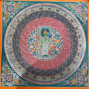 绿度母咒轮唐卡50*50cm尼泊尔手绘/编号tk234实拍一物一图