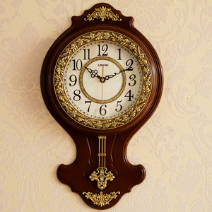 中式挂钟客厅创意美式挂表大气静音时钟挂墙家用钟饰免打孔吊钟表