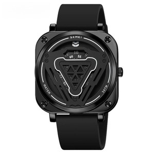 新款时刻美时尚创意炫酷方形手表男士硅胶带防水男款石英表休闲表