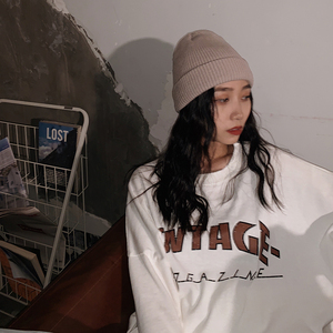 2019早春新款长袖t恤女ins超火宽松中长款韩