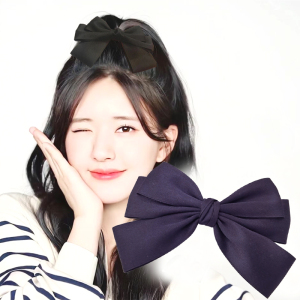 赵露思同款蝴蝶结发夹可爱黑色顶夹奶白弹簧夹日系百搭鱼嘴夹发饰