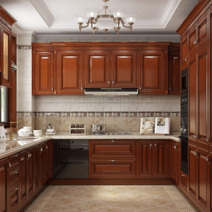 成都整体橱柜定制厨房装修橱柜定做美国红橡实木小户型厨柜石英石
