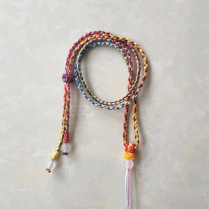 四季平安多彩手工编制四股结金银玉器蜜蜡吊坠男女儿童挂绳可调节