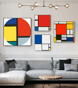蒙德里安 红黄蓝diy数字油画抽象客厅装饰画填充卧室油彩画简约画