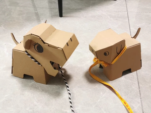 纸盒狗纸箱小狗手工diy纸板动物大学生宿舍纸壳模型涂鸦填色玩具