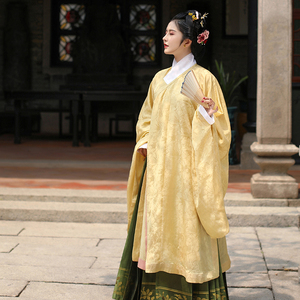 有衣汉服明制晚明风交领长衫暗纹提花纱春夏日常女装中国风