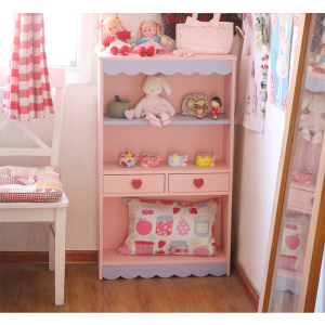 自制少女心公主房边柜儿童卧室饰品柜娃柜手办收纳架置物架粉色