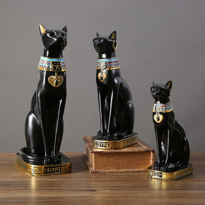 创意暗黑风复古埃及猫咪摆件家居装饰品酒柜招财猫办公室工艺品