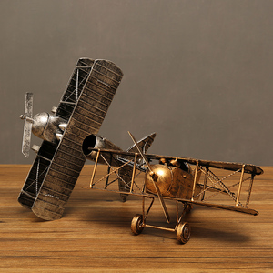 复古铁艺飞机模型摆件创意男生桌面房间客厅家居装饰品工艺品摆设