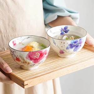 日本进口美浓烧和蓝花语陶瓷饭碗套装日式餐具家用汤碗结婚乔迁礼