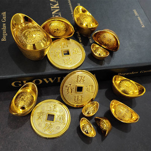 元宝蛋糕装饰元宝铜钱宝箱金币有钱人招财进宝过年装饰蛋糕摆件