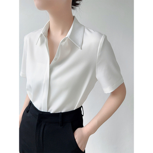ACHU 清新腔调 白色短袖衬衫女设计感小众面试通勤衬衣夏装上衣