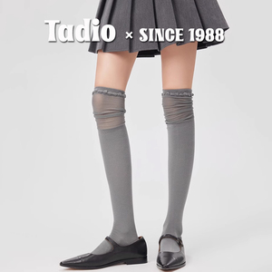 日本Tadio过膝袜堆堆拼接甜美小众设计花边泡泡辣妹夏薄款长袜子
