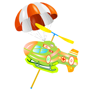 彩虹号橡筋动力伞降直升机航天航空模型航模比赛训练器材