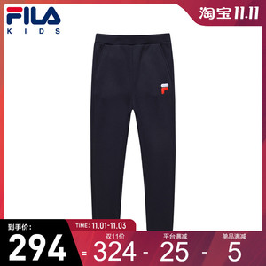 fila斐乐童装女小童加绒裤子冬季新款儿童宝宝简约加厚保暖长裤潮