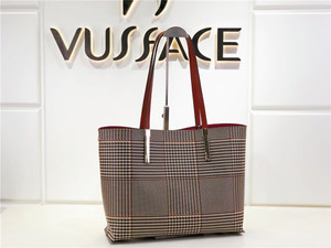 维克萨斯女包千鸟格大容量中年女士单肩包牛皮手提包65513 80571