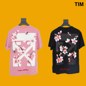 off white官网正品粉色20ss樱花箭头ow短袖圆领宽松t恤半袖男女潮