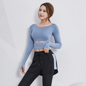 专业瑜伽服长袖秋冬显瘦速干弹力紧身运动上衣t恤女初学者健身衣