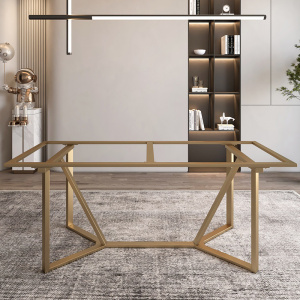 定制轻奢岩板大理石餐桌支架铁艺不锈钢桌脚支架茶桌茶几桌腿支架