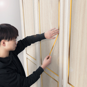 衣柜门改造贴纸房门装饰线条造型条柜子贴边自粘金色瓷砖美缝贴纸