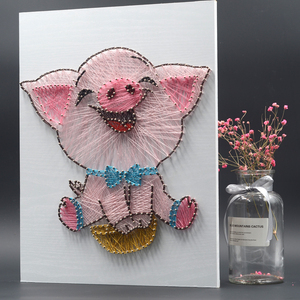生肖小猪绕线纱线装饰画手工diy材料钉子创意减压缠线画礼品包邮
