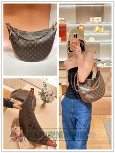 lv路易威登loop hobo 大号老花复古豌豆包月亮单肩斜跨女包m46311