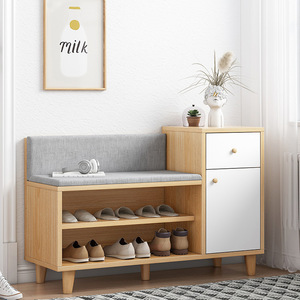 玄关进门换鞋凳鞋柜多功能阳台带软垫靠背可坐储物柜现代简约