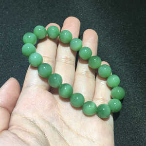 碧玉猫眼手串10mm俄料粉青女款手链圆珠天然玉石证书