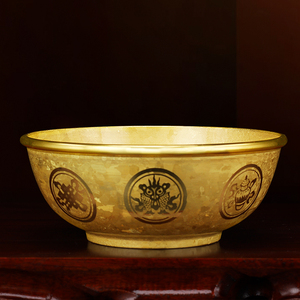 纯铜结晶八吉祥铜碗供水碗油碗供佛供斋金饭碗铜碗家用饭碗摆件