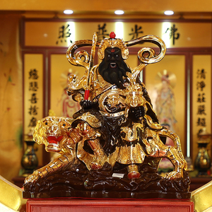 台湾纯铜鎏金五路财神赵公明武财神正财神中路招财神佛像开光摆件